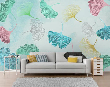 3D Colorful Fan-shaped Leaves 1932 Wall Murals