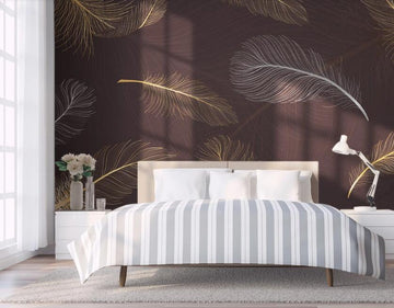3D White And Yellow Feathers 1919 Wall Murals