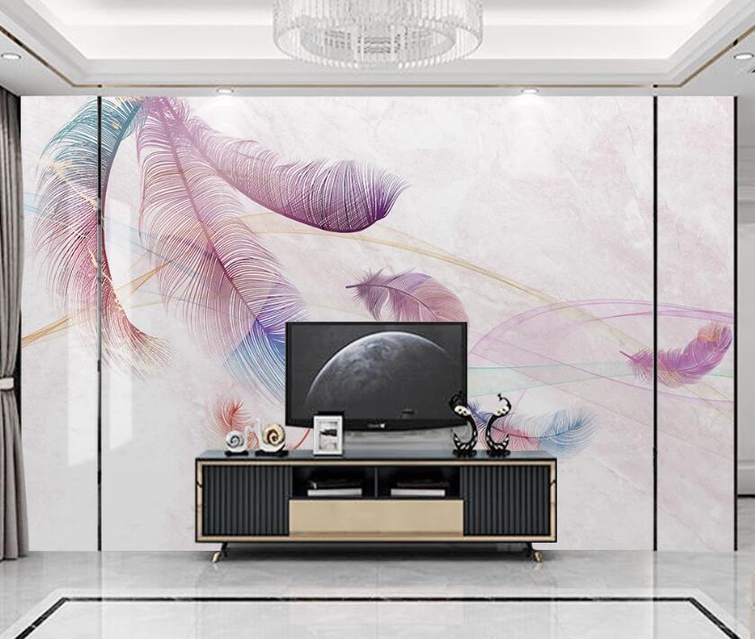 3D Purple Elegant Feathers 1913 Wall Murals