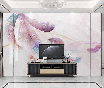 3D Purple Elegant Feathers 1913 Wall Murals