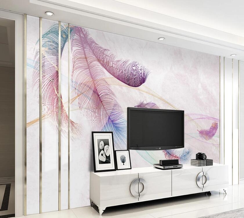 3D Purple Elegant Feathers 1913 Wall Murals