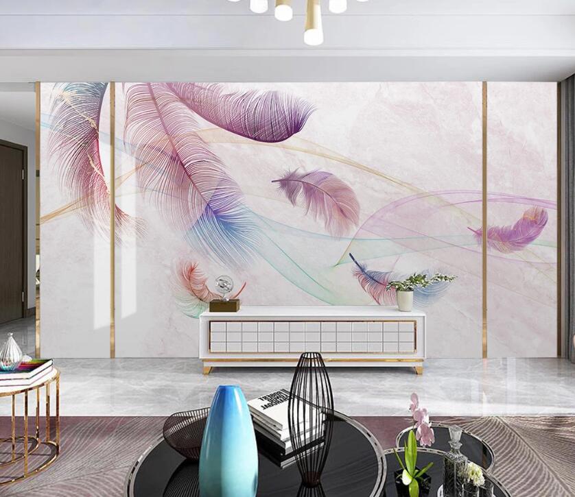 3D Purple Elegant Feathers 1913 Wall Murals