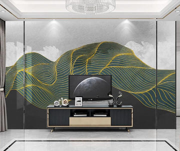 3D Mountain Shrouded In Golden Thread 1910 Wall Murals