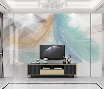 3D Three Color Feathers Handover 1909 Wall Murals