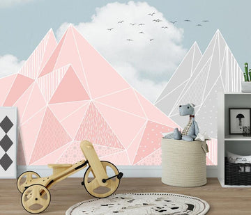 3D Pink And Gray Boulder Mountains 1894 Wall Murals