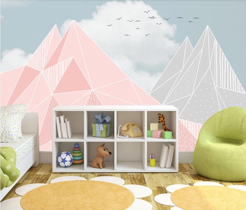 3D Pink And Gray Boulder Mountains 1894 Wall Murals