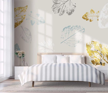 3D Three Faintly Colored Leaves 1893 Wall Murals