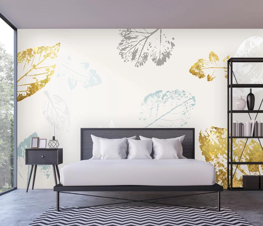 3D Three Faintly Colored Leaves 1893 Wall Murals