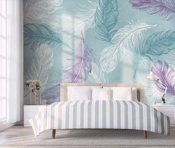 3D Rich Colored Feathers 1890 Wall Murals