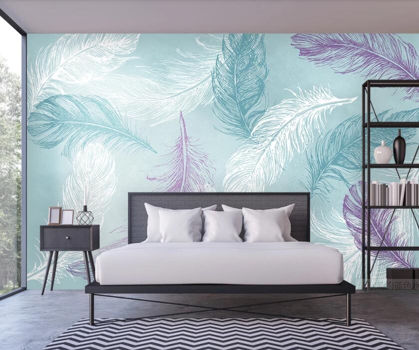 3D Rich Colored Feathers 1890 Wall Murals