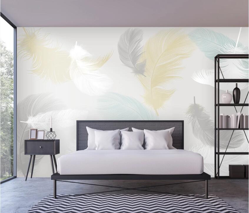 3D Elegant Colored Feathers 1888 Wall Murals
