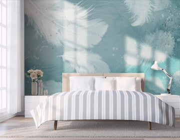 3D Large Flowing White Feather 1886 Wall Murals