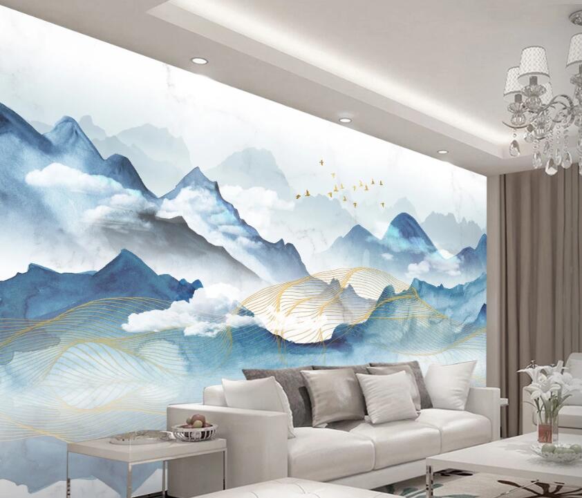 3D Blue Rolling Mountains 1885 Wall Murals