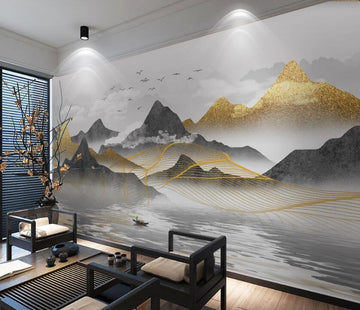 3D Two-color Distant Mountains 1882 Wall Murals