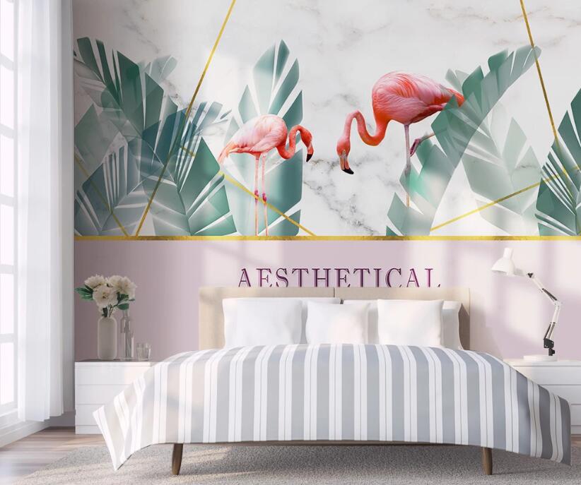 3D Pink Aesthetic Flamingos 2316 Wall Murals