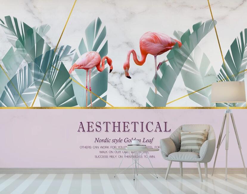 3D Pink Aesthetic Flamingos 2316 Wall Murals