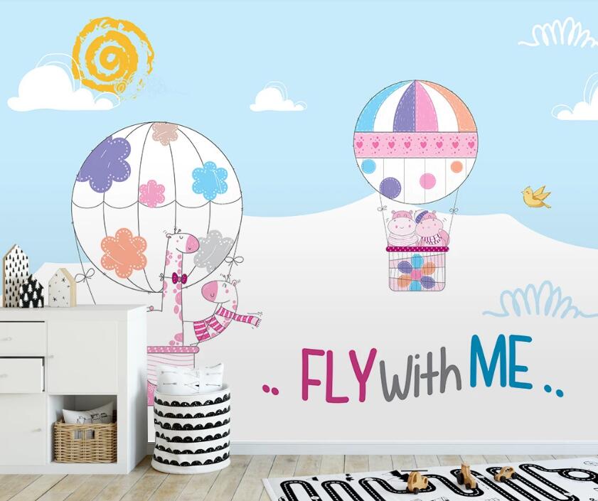 3D Colorful Childlike Hot Air Balloon 2312 Wall Murals