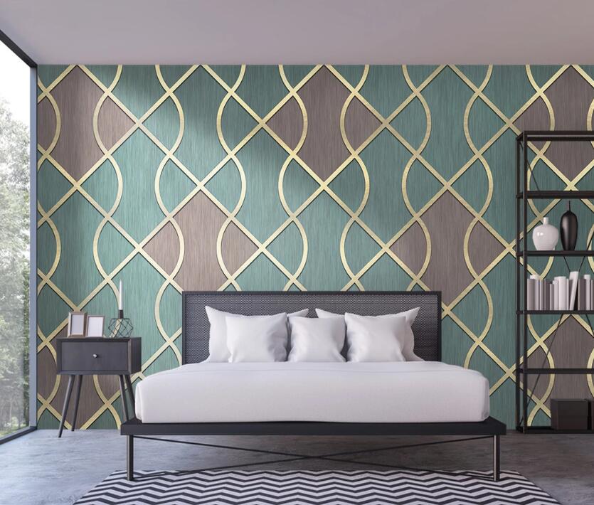 3D Two-color Gold Wire Cutting 2303 Wall Murals