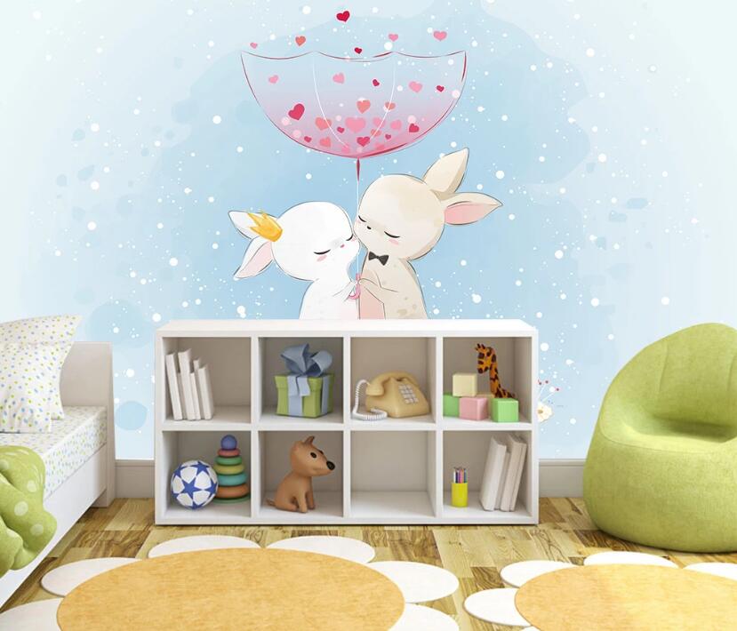 3D Love Rabbits 2289 Wall Murals