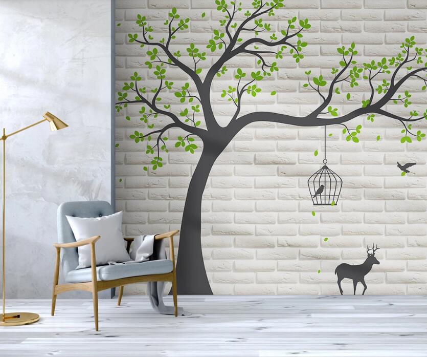 3D Bird Under Tree 2224 Wall Murals