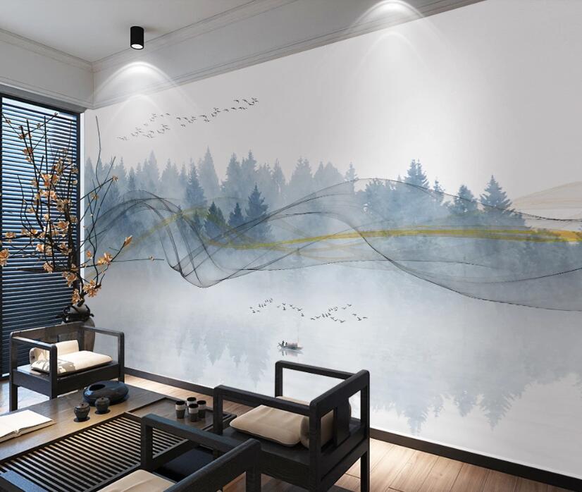 3D Light Blue Woods 2218 Wall Murals