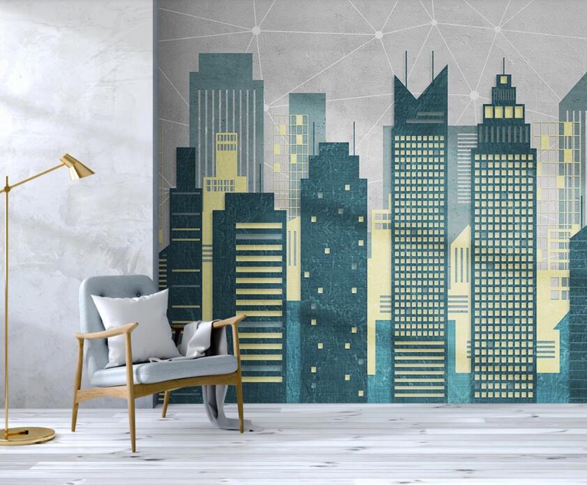 3D Dazzling Light Buildings 2214 Wall Murals