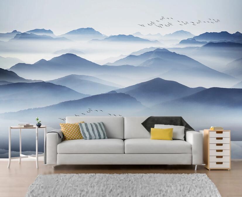 3D Blue Rolling Mountains 2209 Wall Murals