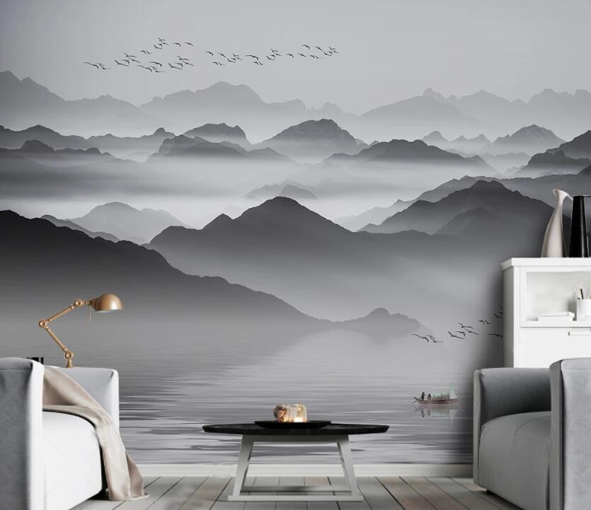 3D Black Rolling Mountains 2208 Wall Murals
