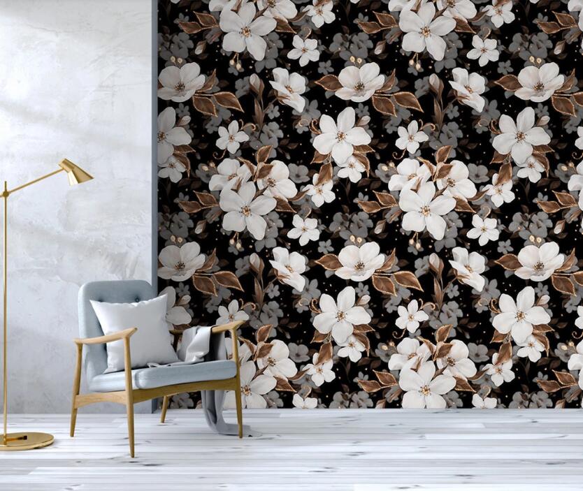 3D Densely Arranged White Flowers 2202 Wall Murals