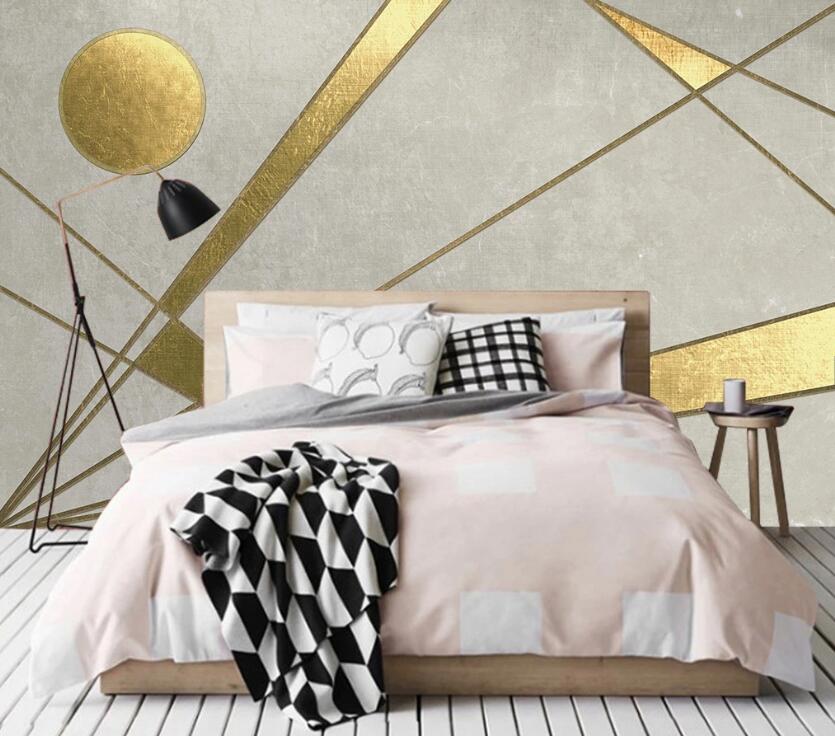 3D Dark Golden Geometric Cut 2154 Wall Murals