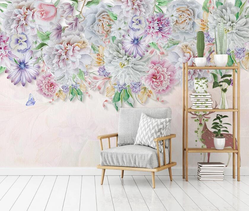 3D Large Flower Clusters In Elegant Colors 2102 Wall Murals
