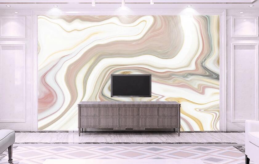 3D Pink White Curved Shape 2091 Wall Murals