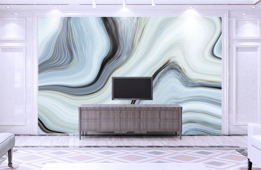 3D Blue Curved Shape 2090 Wall Murals