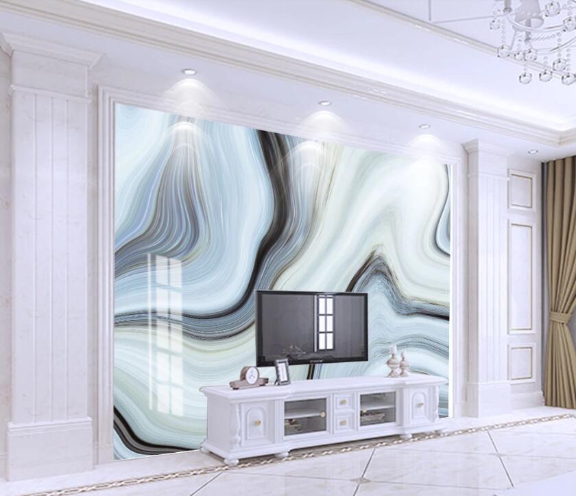 3D Blue Curved Shape 2090 Wall Murals
