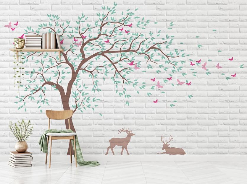 3D Beautiful Deer Under The Tree 2079 Wall Murals