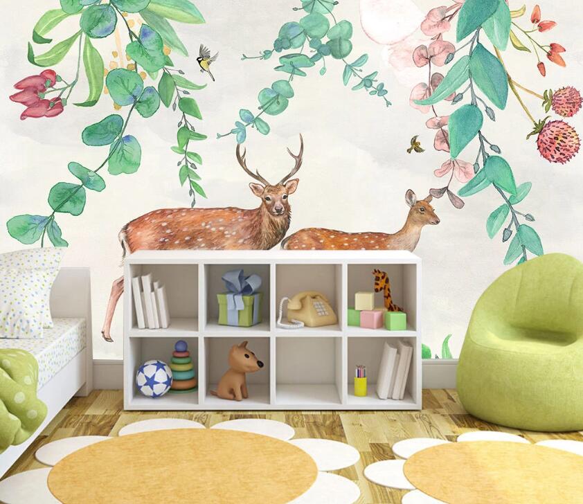 3D Deer's Family 2076 Wall Murals