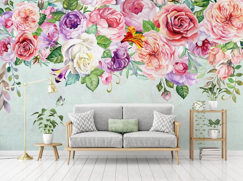 3D Colorful Blooming Flowers 2066 Wall Murals