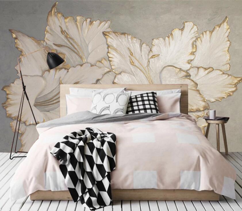 3D White Phnom Penh Flowers 2052 Wall Murals