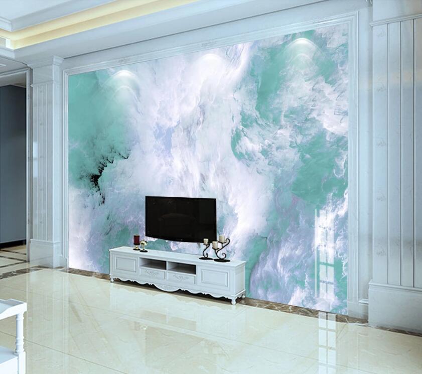 3D Lavender And Green Meet 2050 Wall Murals