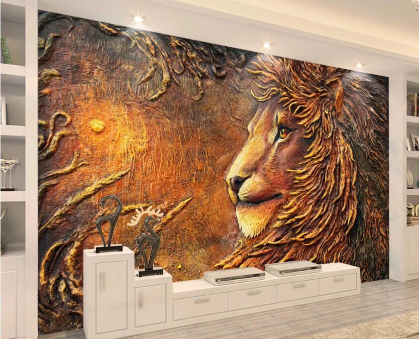 3D Rich Golden Lion 2045 Wall Murals