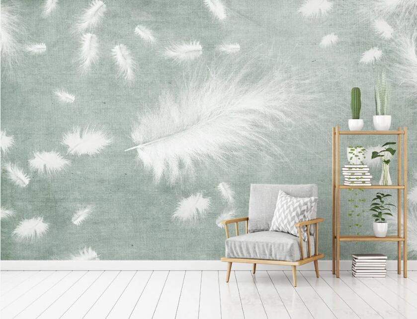 3D White Delicate Feathers 2041 Wall Murals