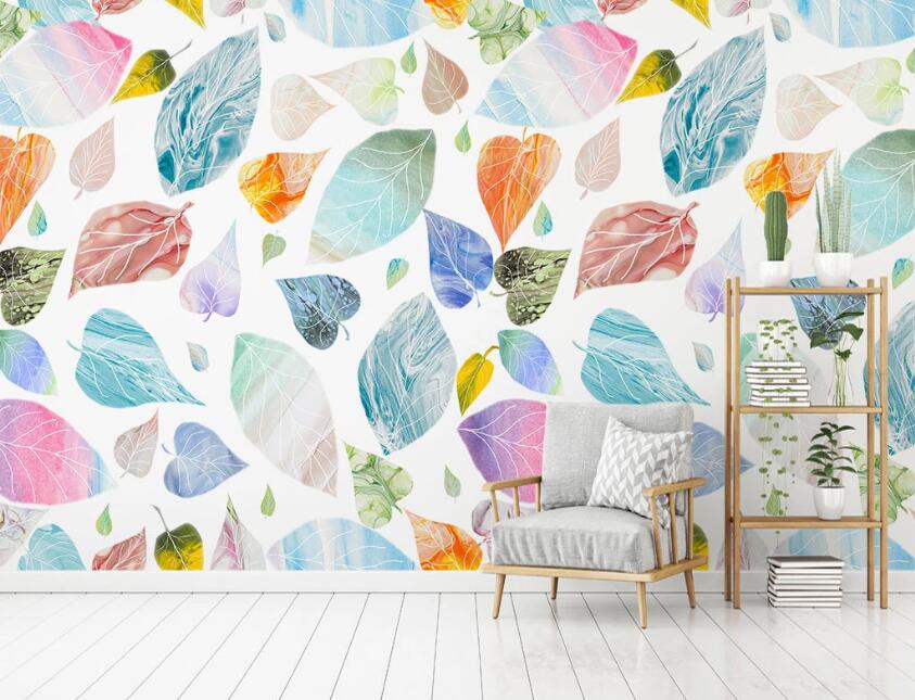 3D Colorful Texture Leaves 2040 Wall Murals