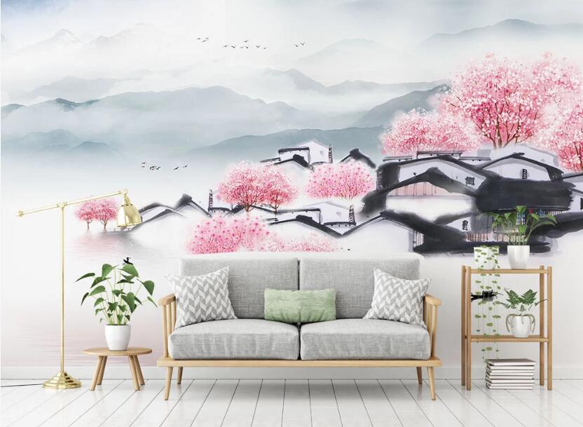 3D Pink Trees Embellishment 2035 Wall Murals