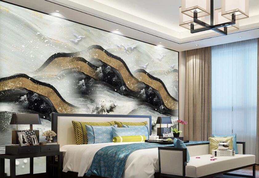 3D Gilt Dazzling Mountains 2032 Wall Murals