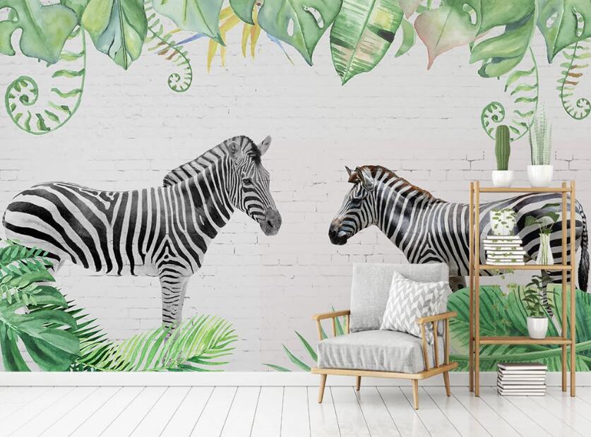 3D Two Zebras 2022 Wall Murals