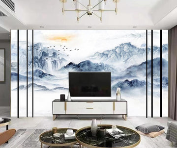 3D Rich Blue Mountains 1256 Wall Murals