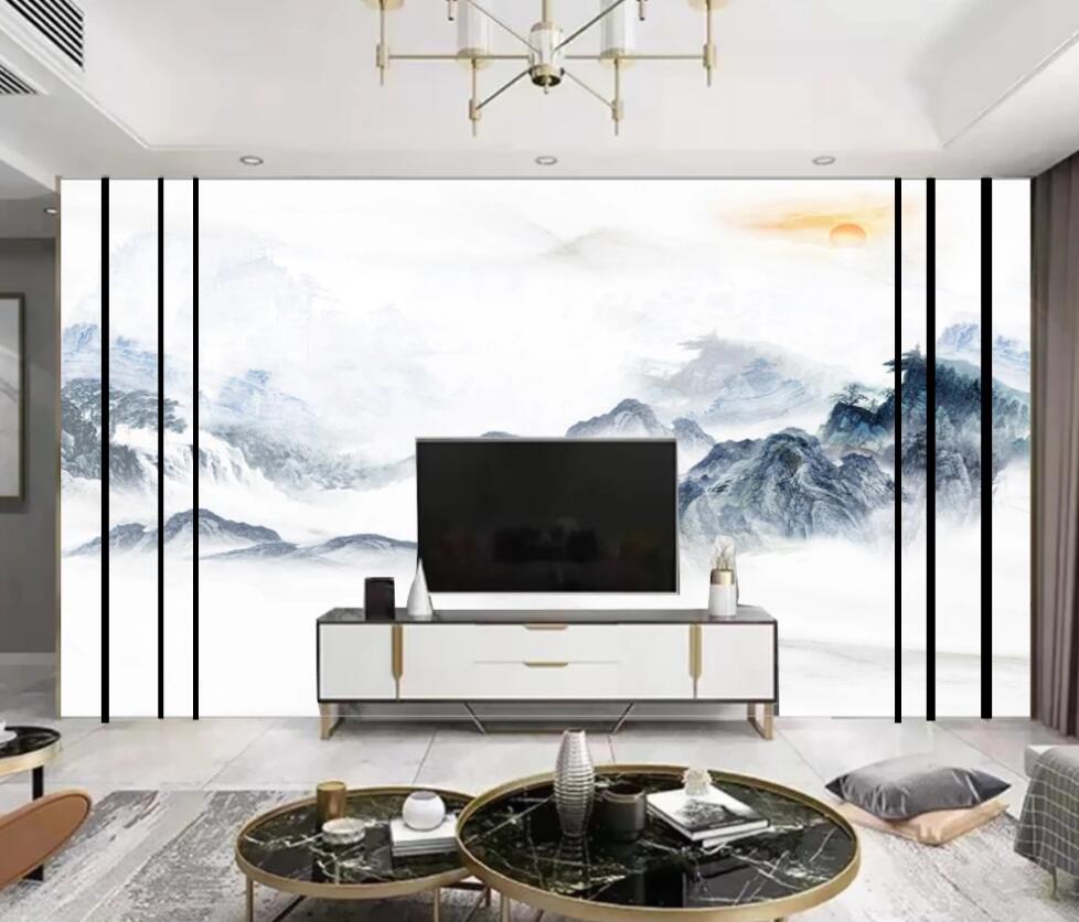 3D Light Blue Rolling Mountains 1257 Wall Murals