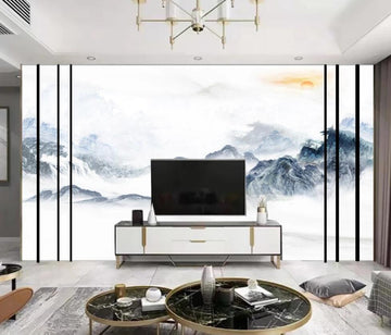 3D Light Blue Rolling Mountains 1257 Wall Murals