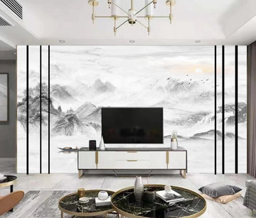 3D Pale Black Mountains 1250 Wall Murals