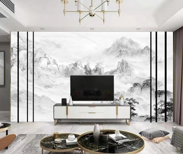3D The Winding Mountains In Pale Ink 1251 Wall Murals